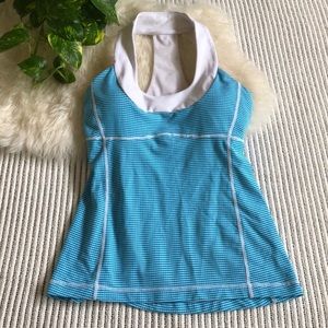 Lululemon Blue & White Scoop neck racerback tank